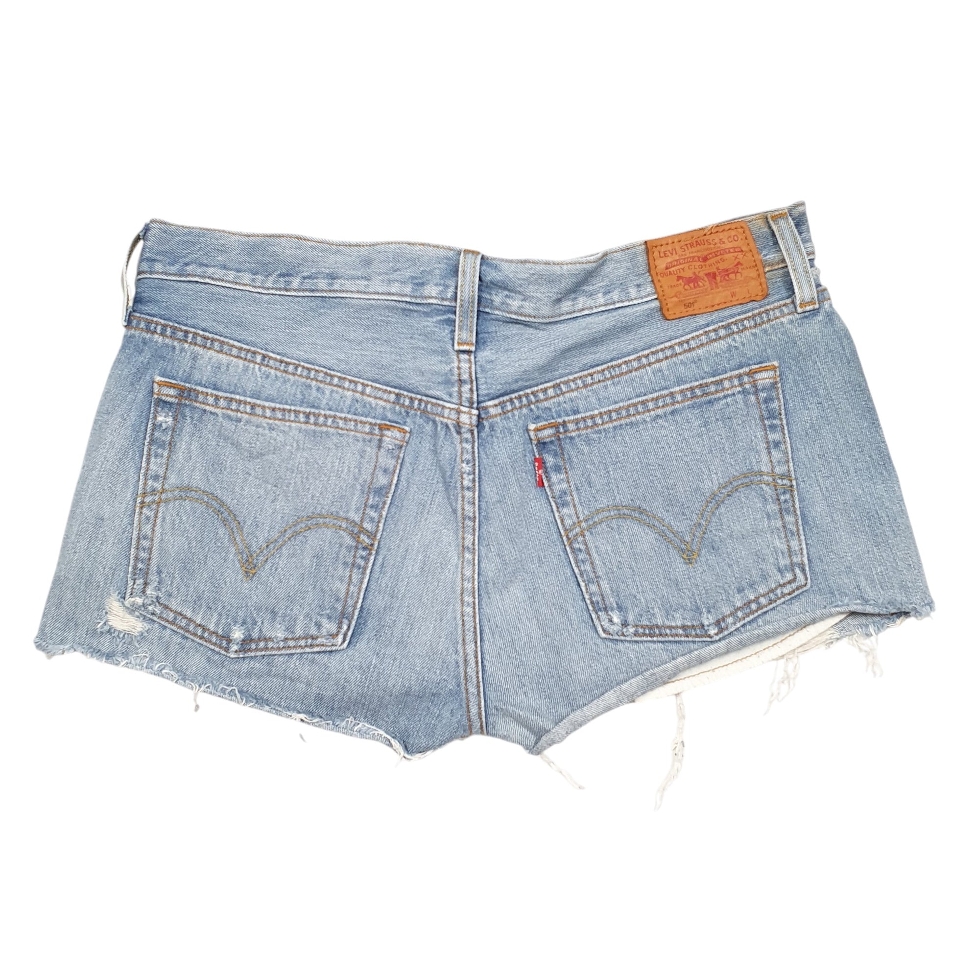 Womens Blue Levis 501 Jorts Hot Pants Disressed Denim Shorts