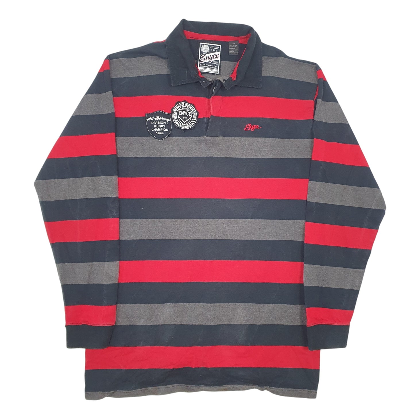 Mens Grey Enyce Rugby Long Sleeve Polo Shirt