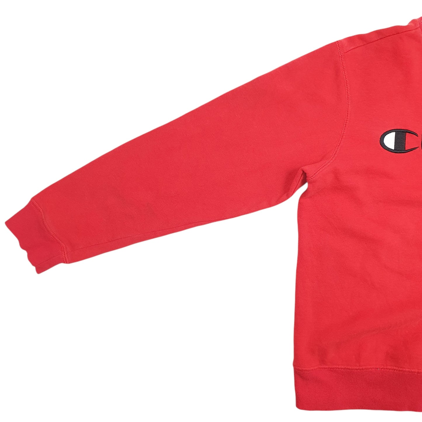 Womens Red Champion Spellout Crewneck Jumper