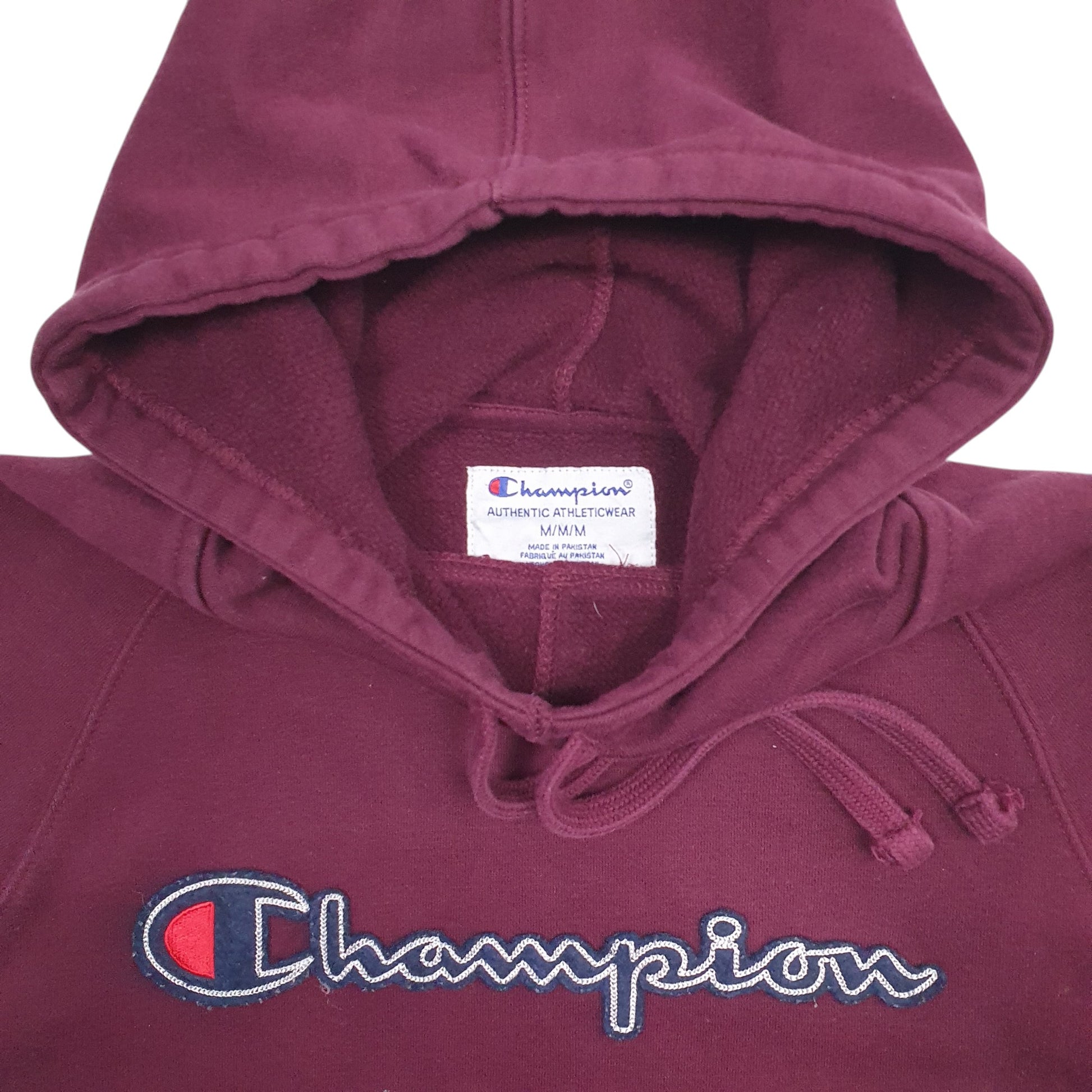 Womens Burgundy Champion Spellout Hoodie Jumper