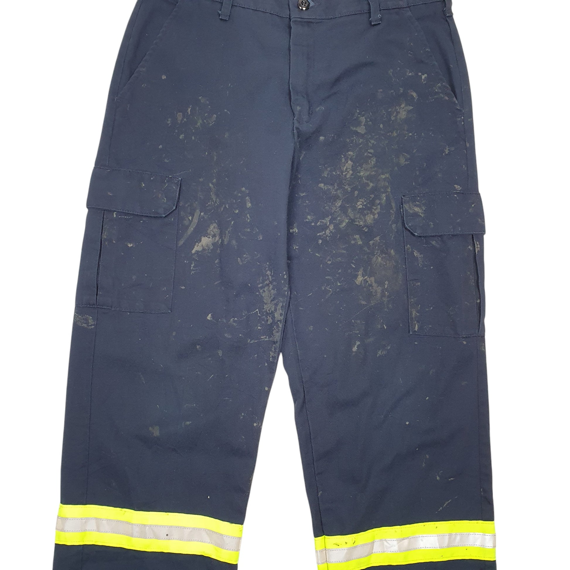 Mens Navy Red Kap Workwear Reflective Cargo Trousers