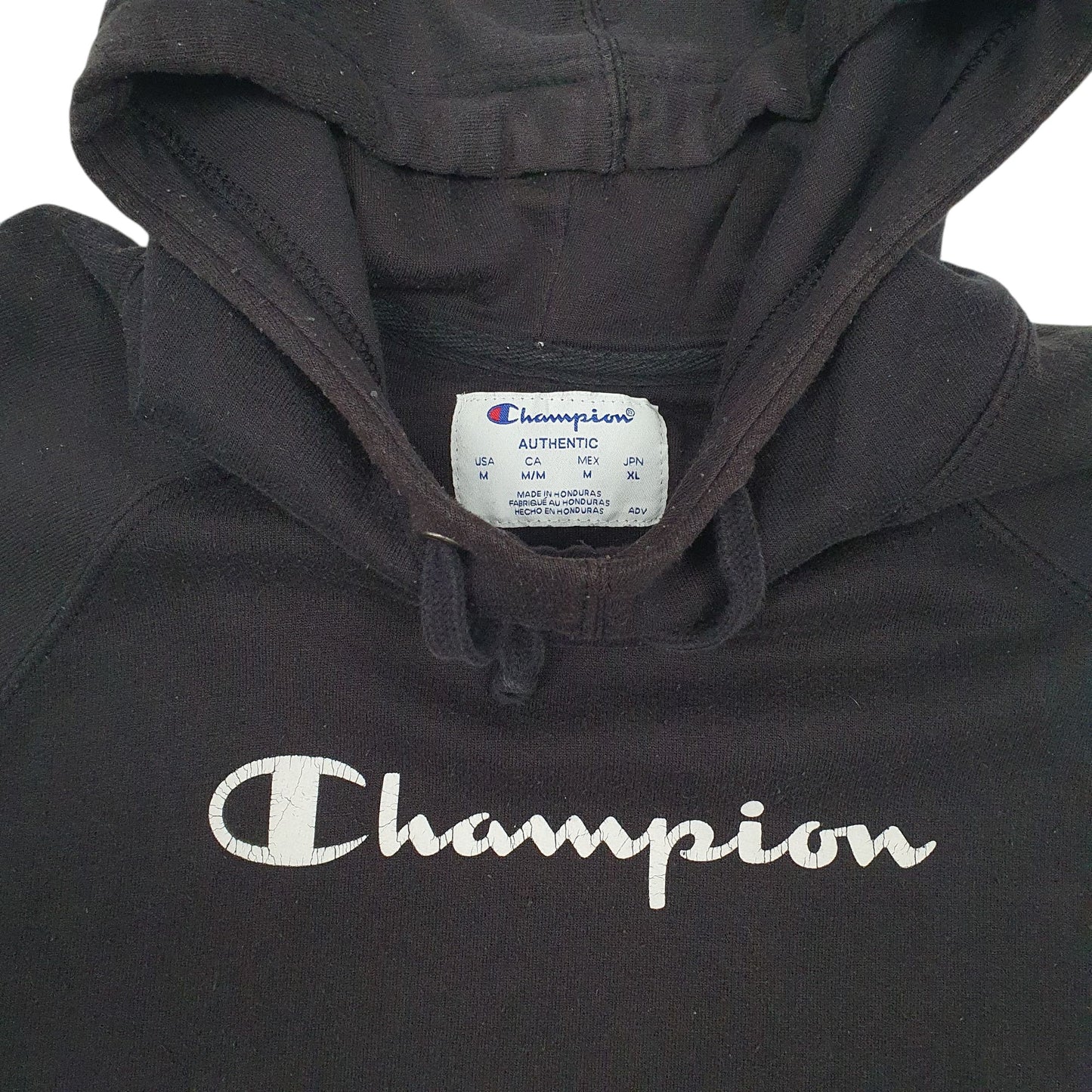 Mens Black Champion Spellout Hoodie Jumper