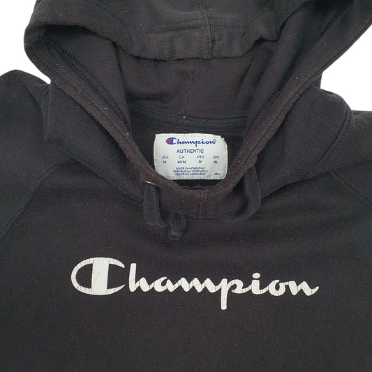 Mens Black Champion Spellout Hoodie Jumper