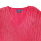 Womens Red Polo Ralph Lauren Cable Knit V Neck Jumper