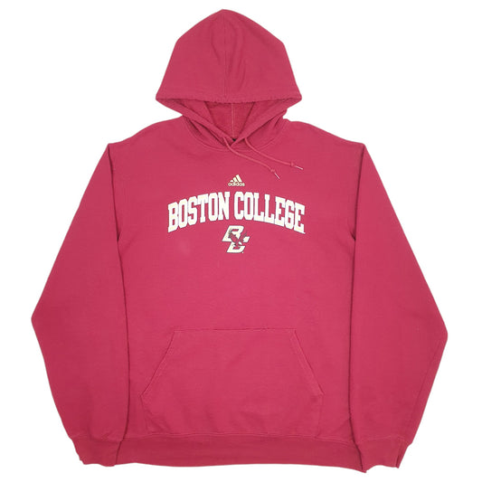 Mens Burgundy Adidas Boston College Spellout Hoodie Jumper