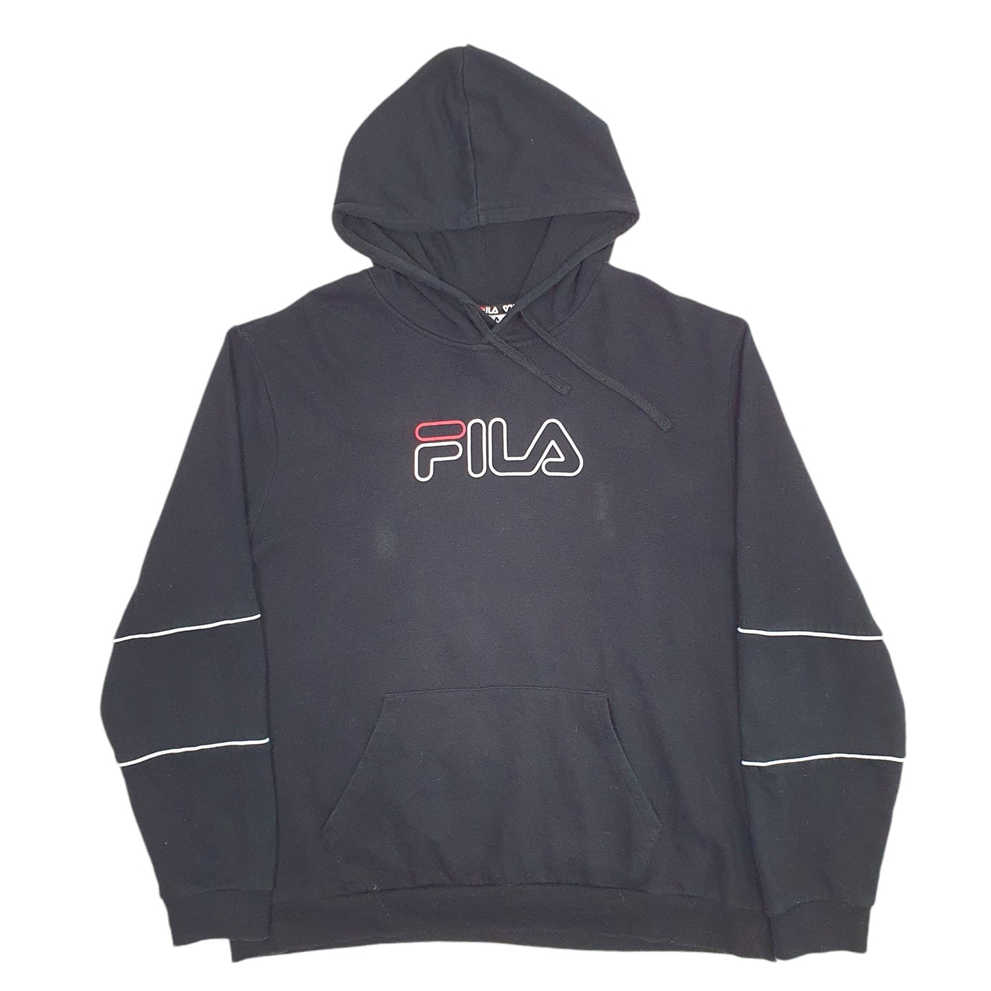 Mens Black Fila Spellout Hoodie Jumper