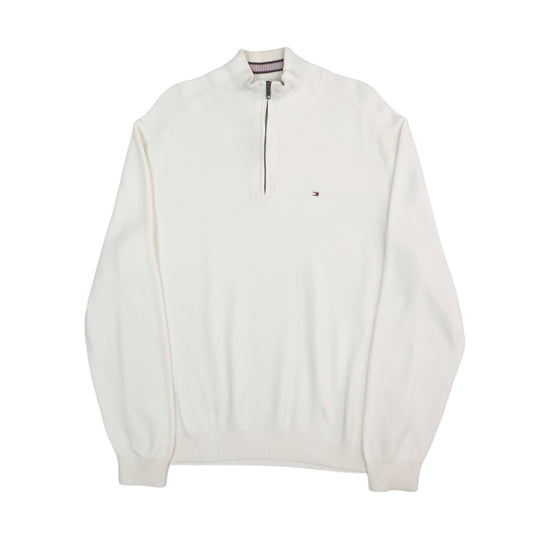 Mens White Tommy Hilfiger  Quarter Zip Jumper