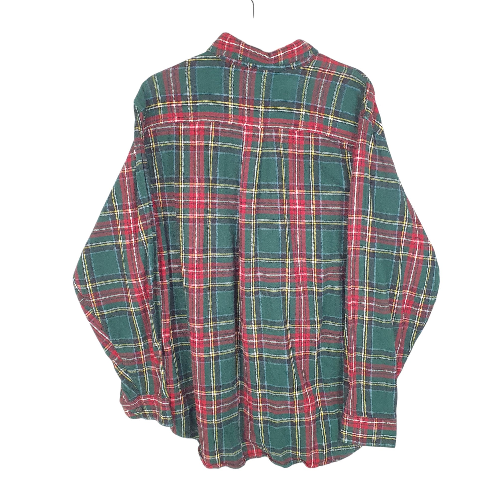 Mens Green L.L.Bean Tartan Flannel Overshirt Long Sleeve Shirt