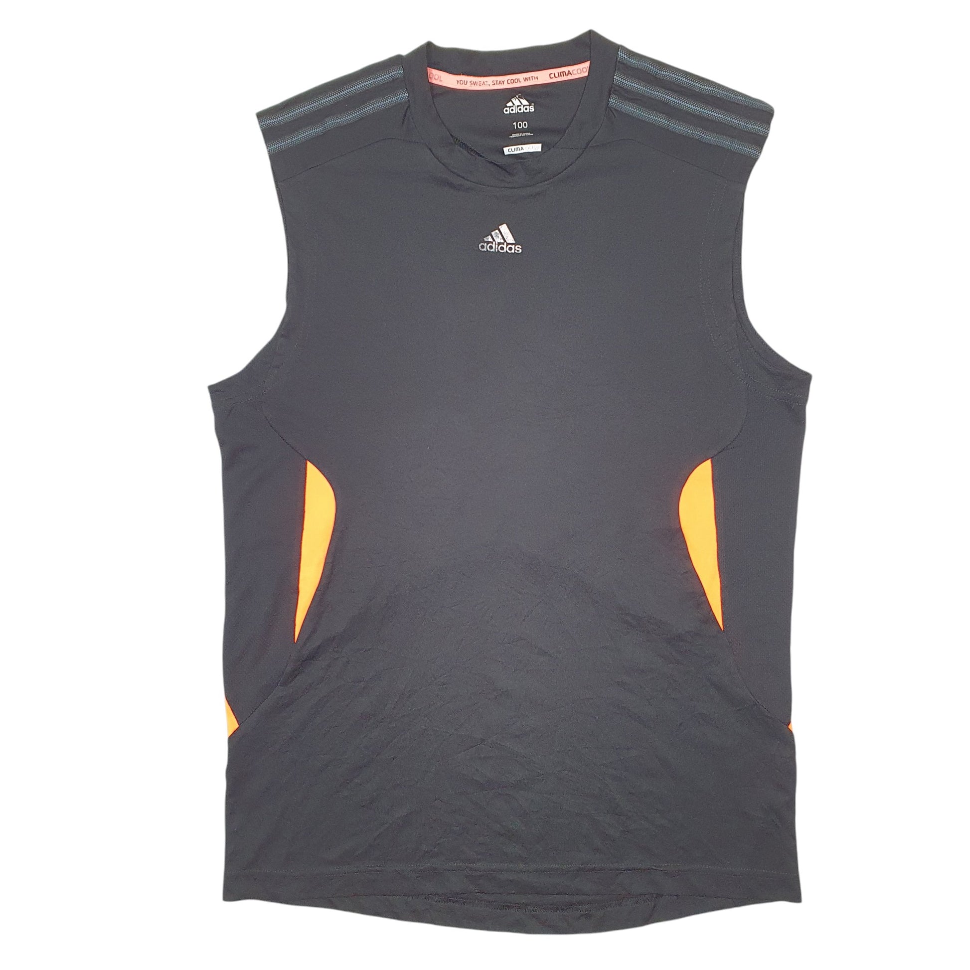Mens Black Adidas Sleeveless Vest Active Climacool Short Sleeve T Shirt