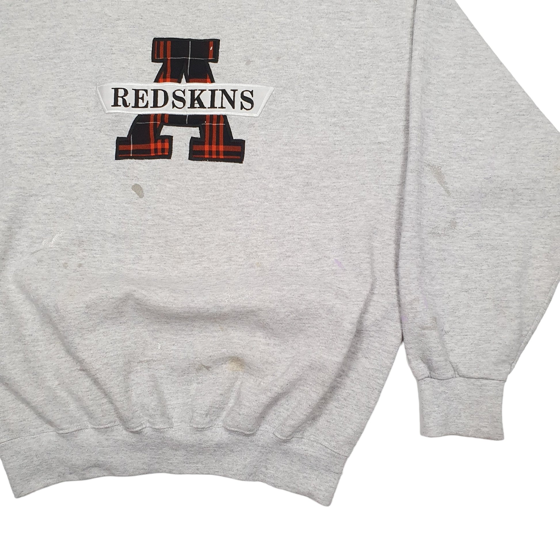 Mens Grey Tultex Redskins Spellout Made In USA Crewneck Jumper