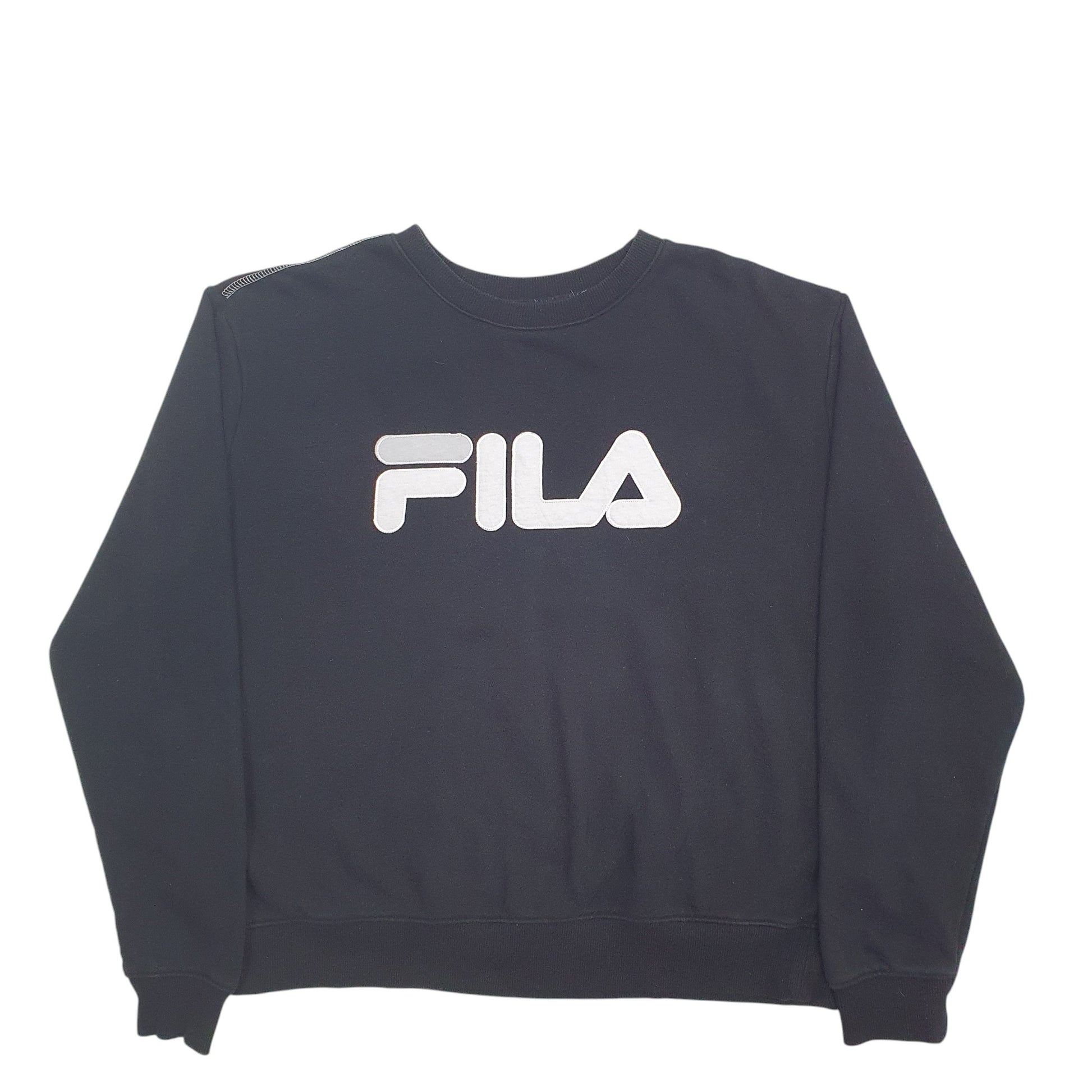 Womens Black Fila Spellout Crewneck Jumper