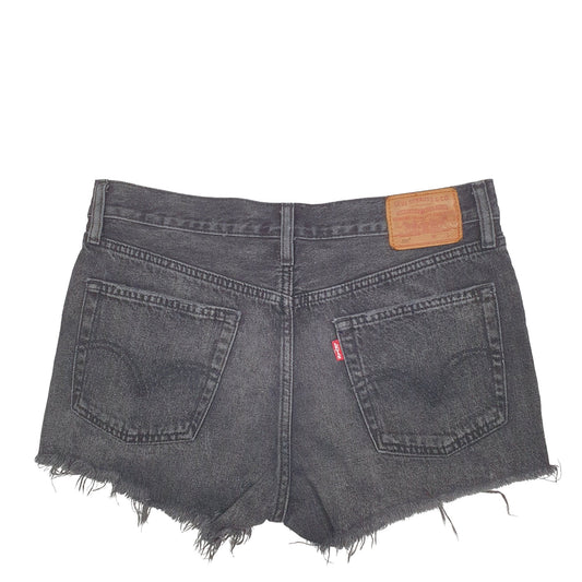 Womens Black Levis 501 Jorts Distressed Denim Shorts