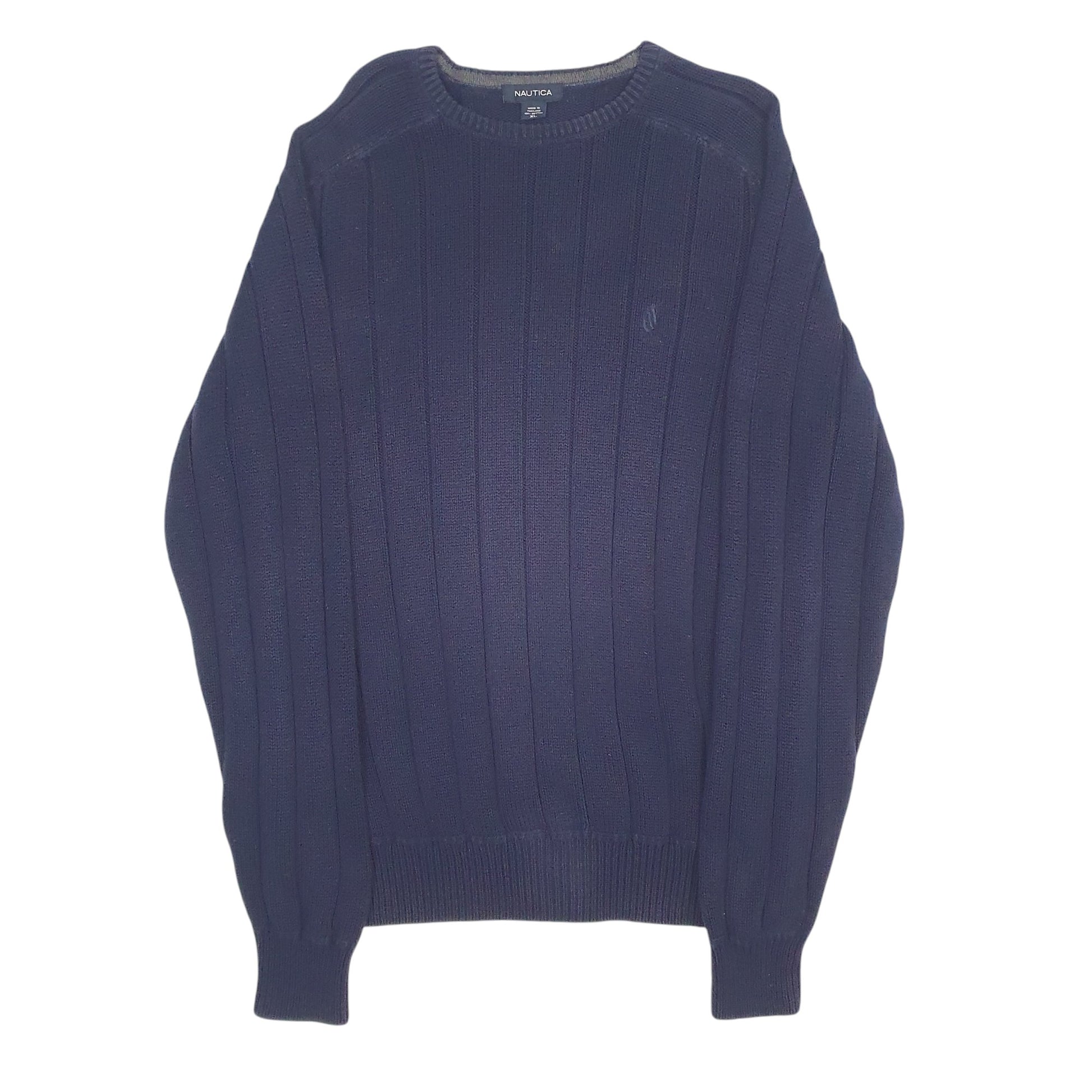 Mens Navy Nautica Knit Crewneck Jumper