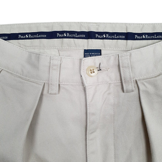 Mens Beige Polo Ralph Lauren Vintage 90s Pleated Chino Trousers
