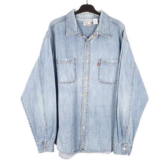 Mens Blue Levis Denim Jeans Vintage Overshirt Shacket Long Sleeve Shirt