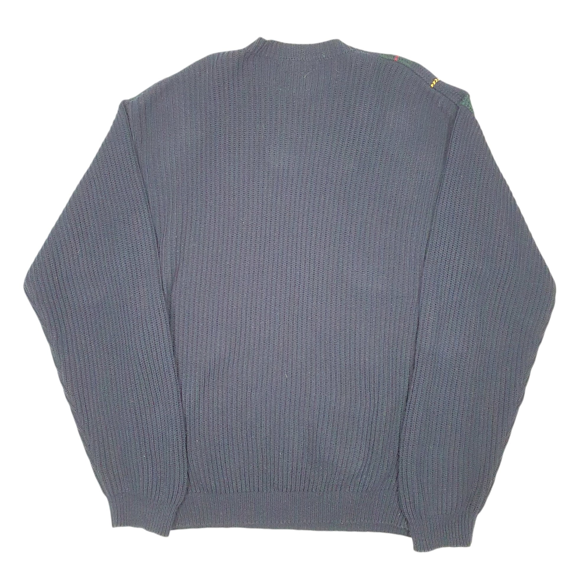 Mens Navy Tommy Hilfiger Vintage Knit Tartan 90s Sweater Crewneck Jumper