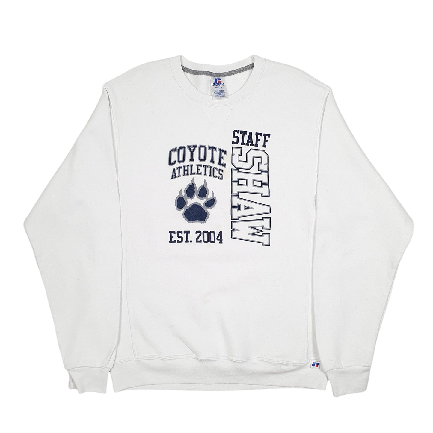 Mens White Russell Athletic Coyote Athletics USA 2004 Crewneck Jumper