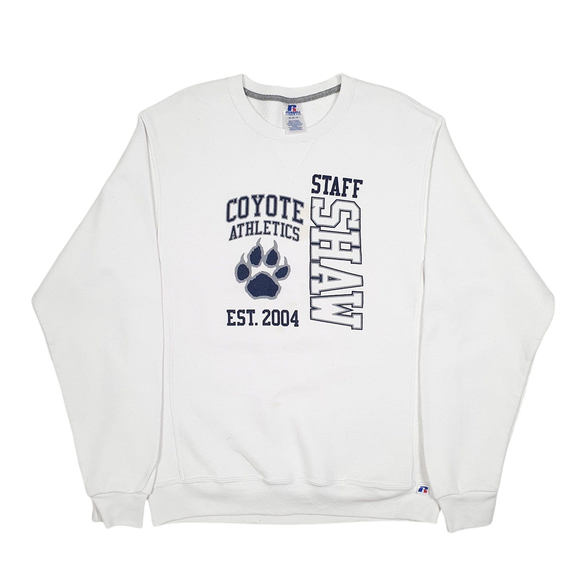 Mens White Russell Athletic Coyote Athletics USA 2004 Crewneck Jumper