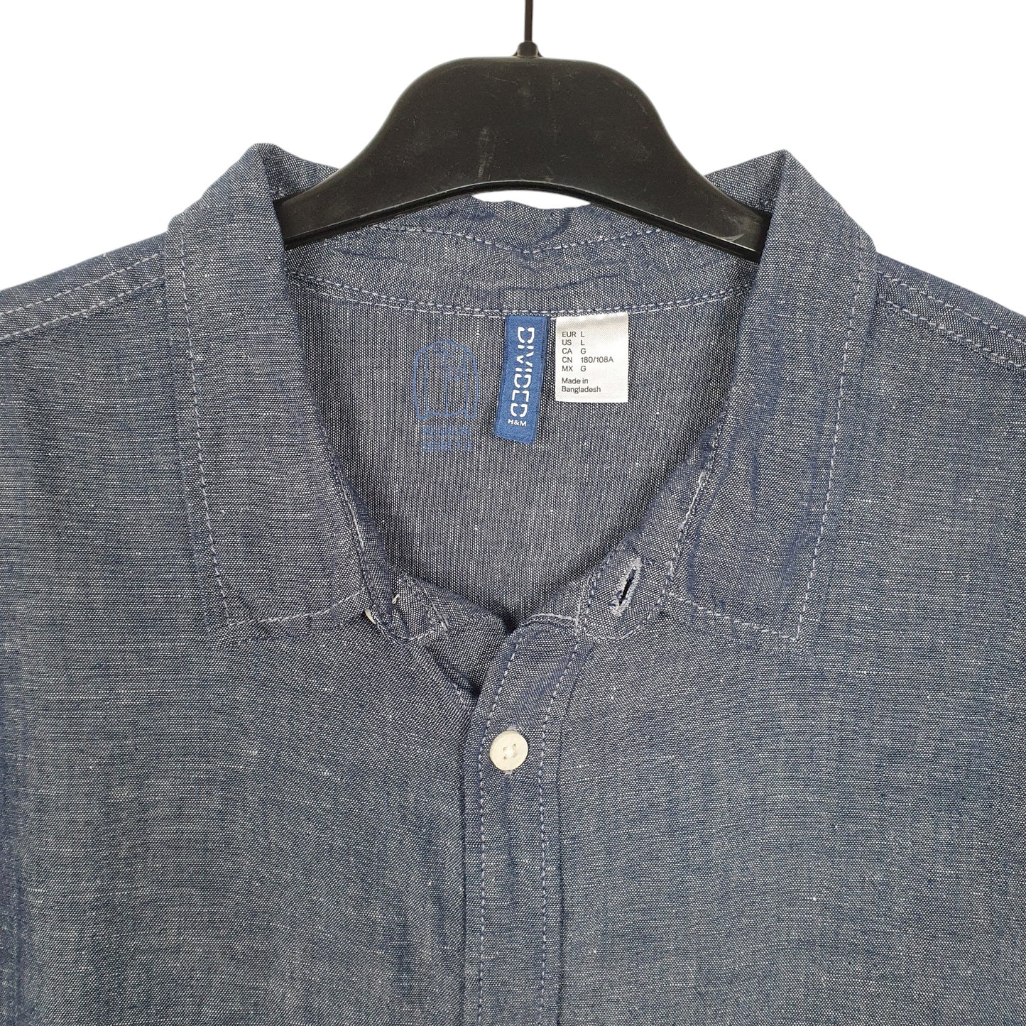Mens Blue H&M Divided Blend Long Sleeve Shirt