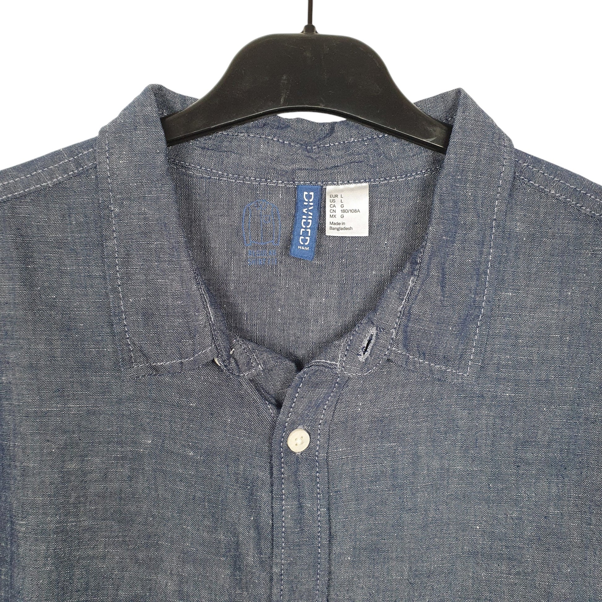 Mens Blue H&M Divided Blend Long Sleeve Shirt