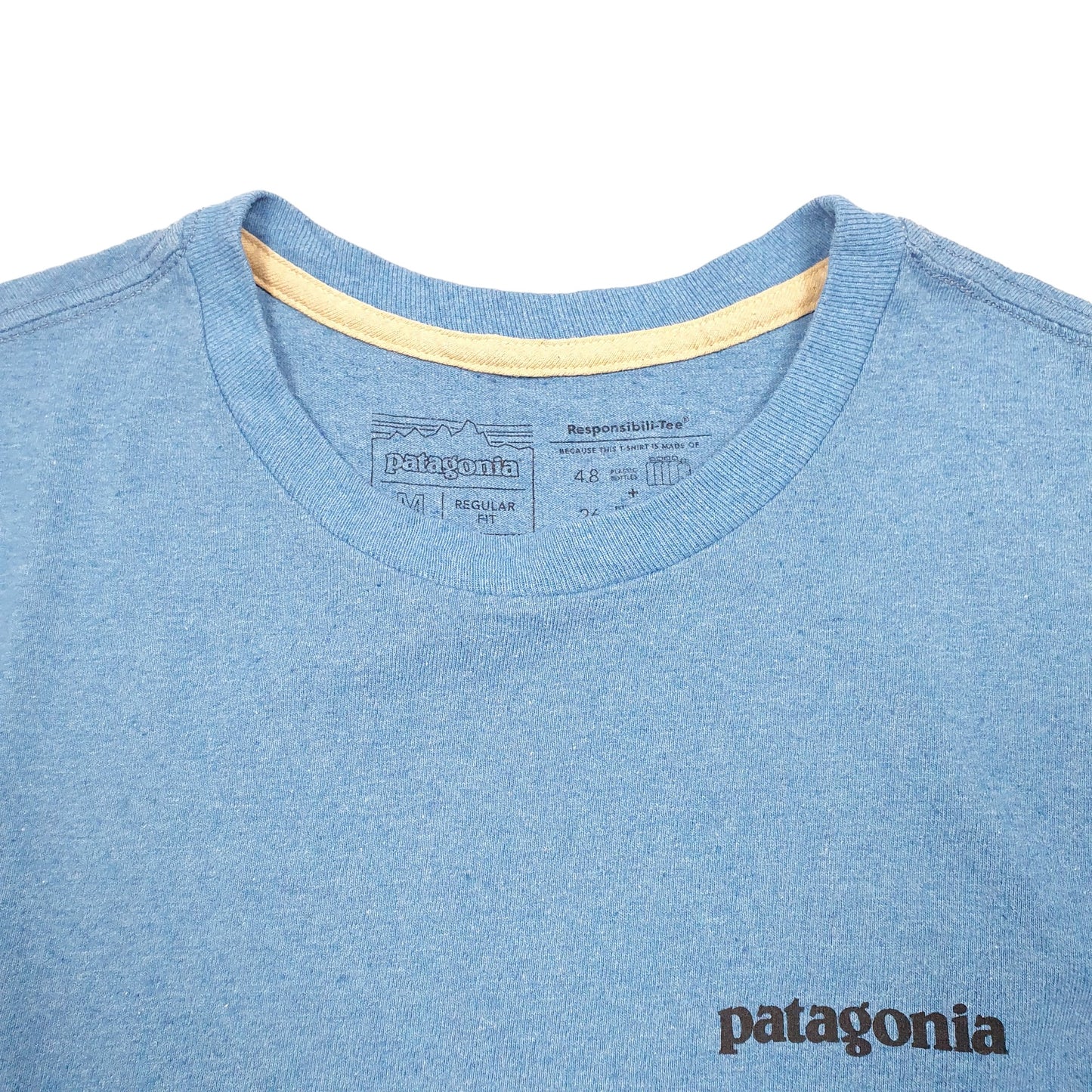 Mens Blue Patagonia Responsible Tee Spellout Short Sleeve T Shirt