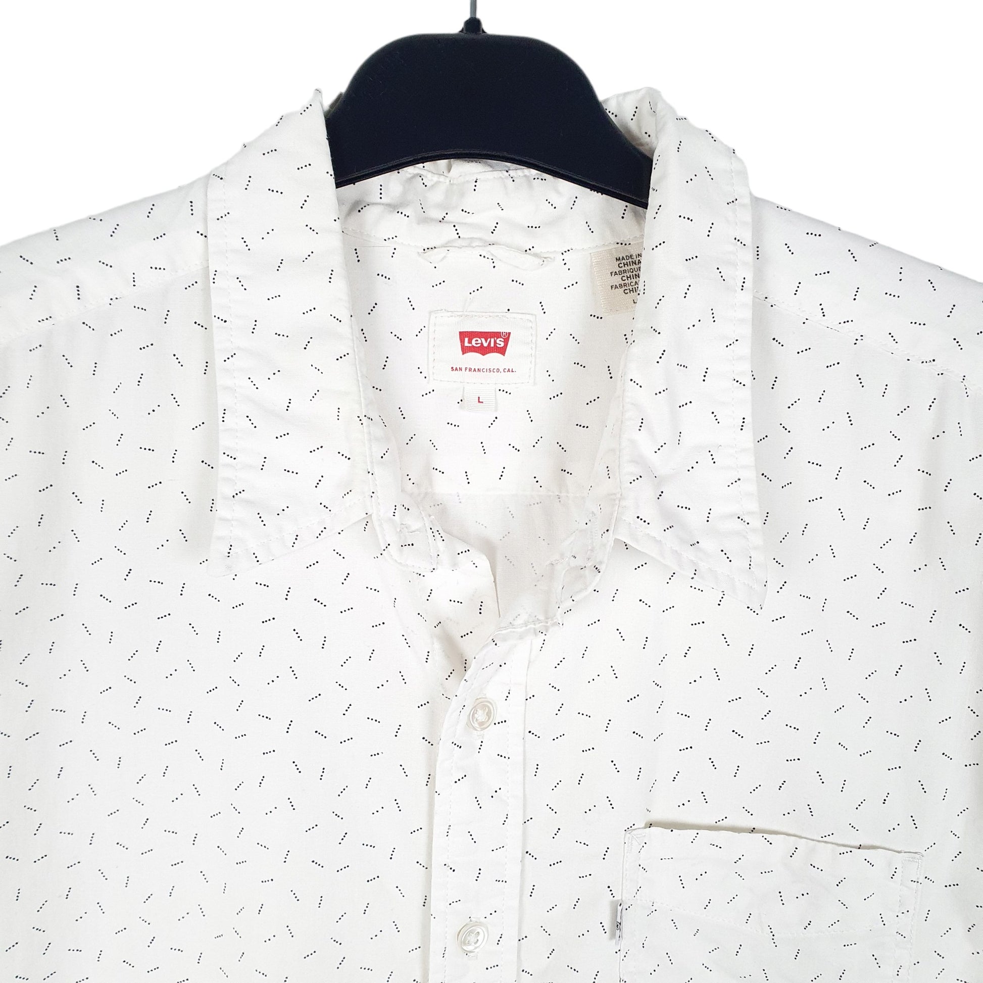 Mens White Levis Dots Print Summer Short Sleeve Shirt