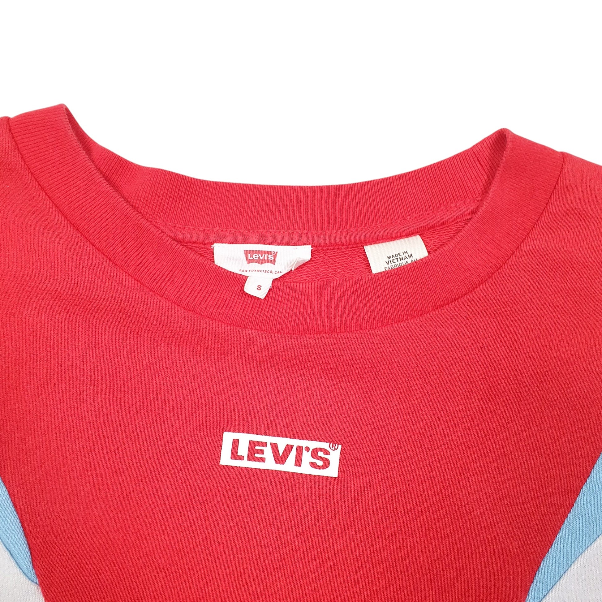 Womens Red Levis Cropped Short Crewneck Jumper