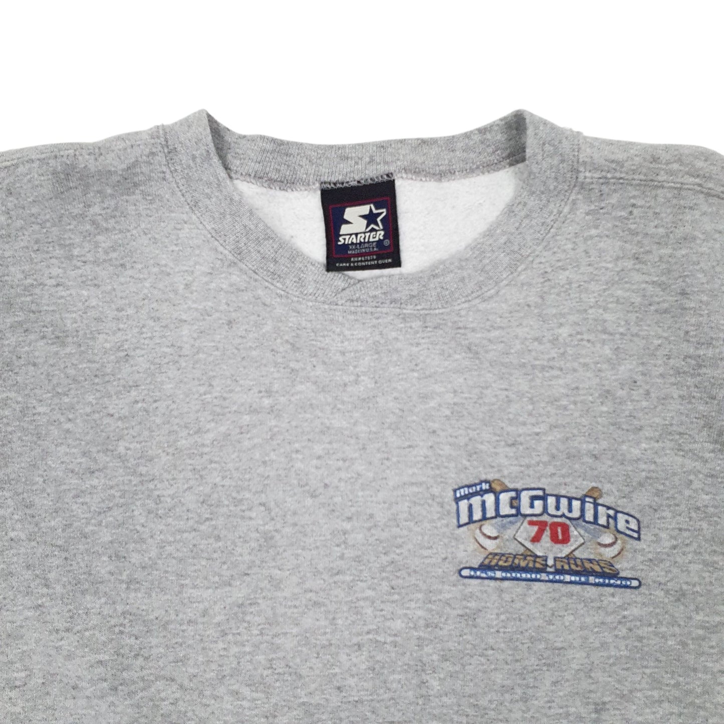 Mens Grey Starter Vintage 90s Baseball Made In USA Crewneck Jumper