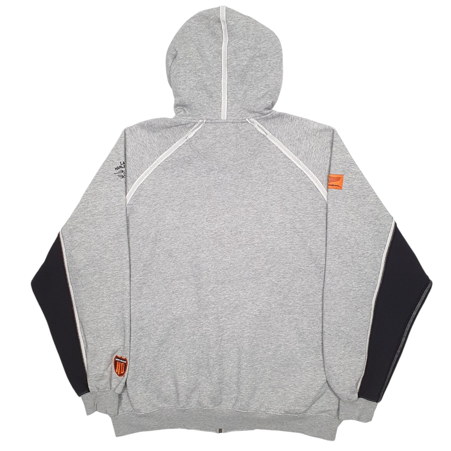 Mens Grey Harley Davidson Spellout Motorbike Full Zip Jumper