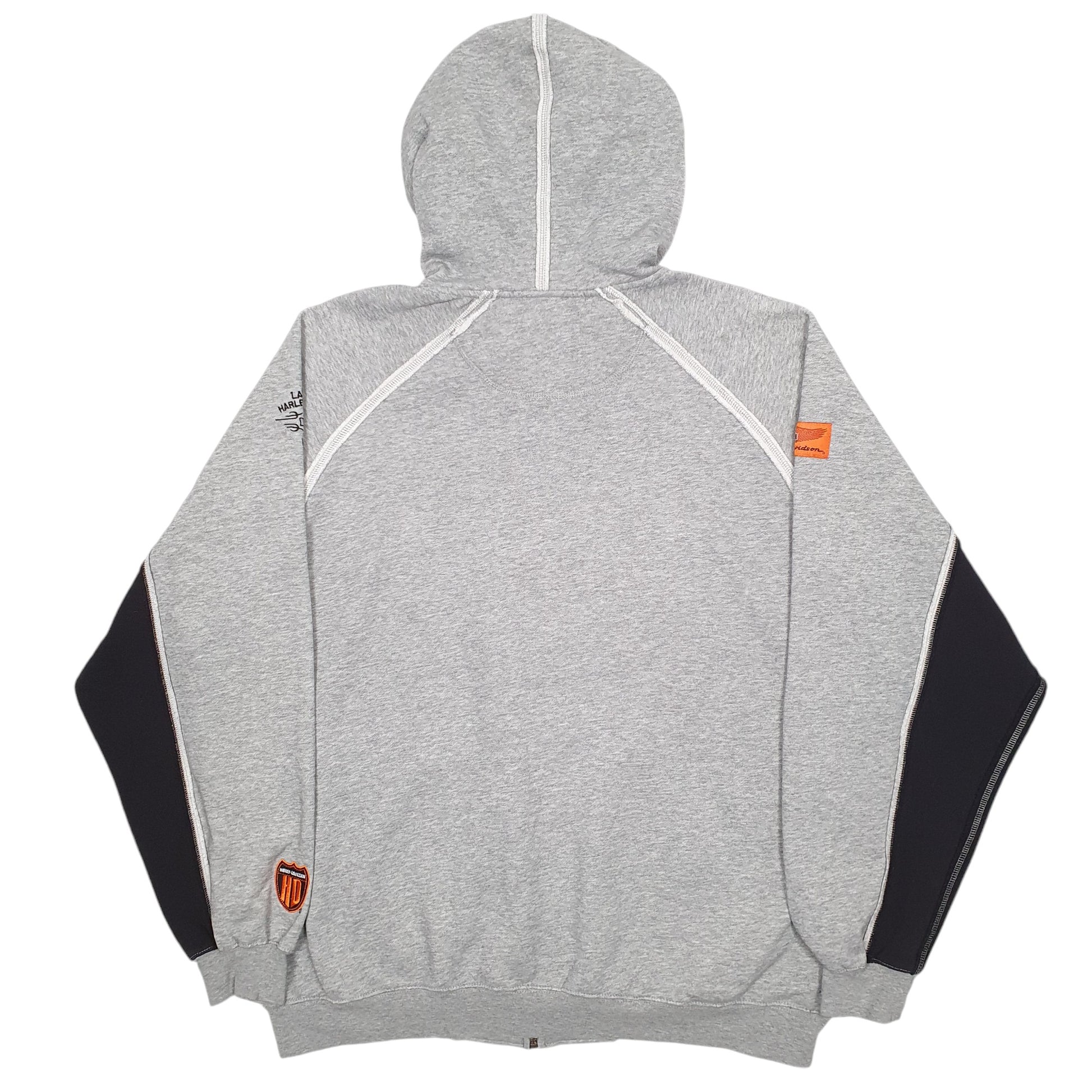 Mens Grey Harley Davidson Spellout Motorbike Full Zip Jumper