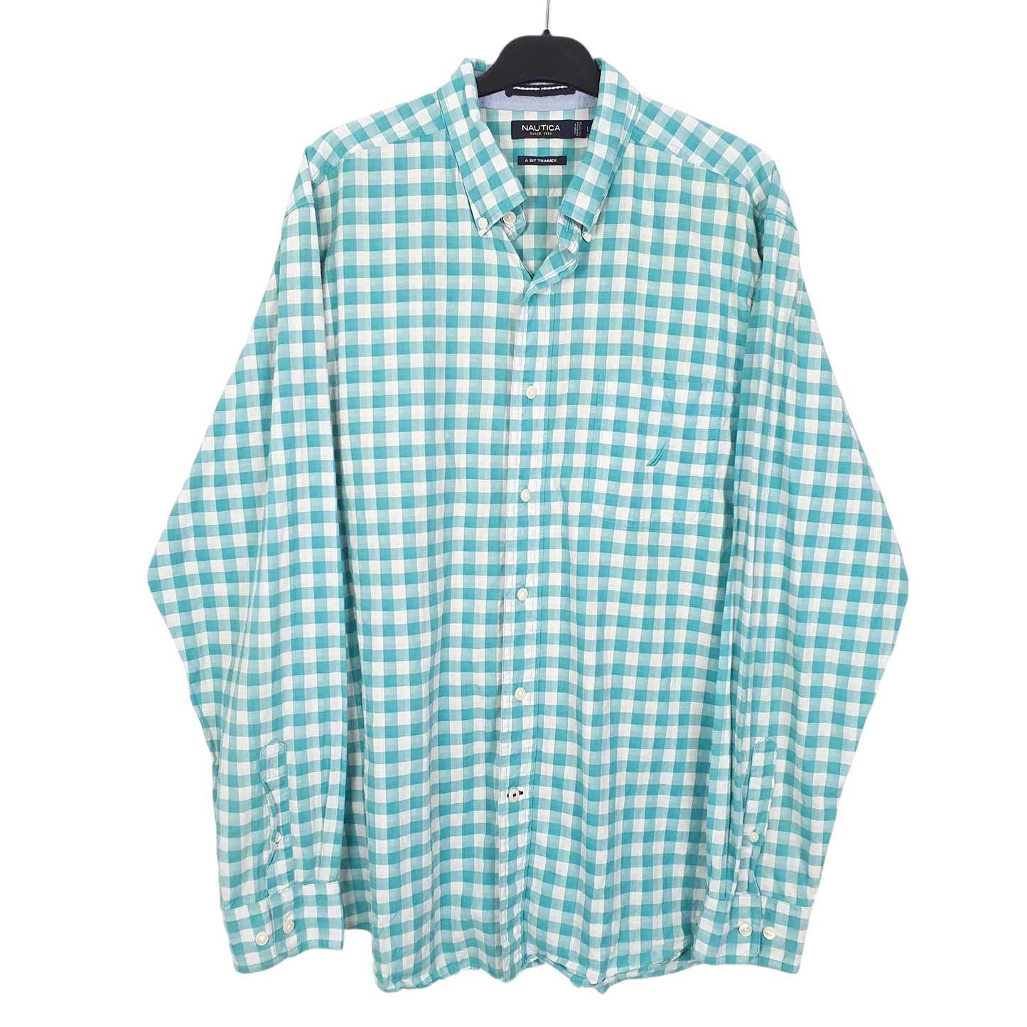 Mens Turquoise Nautica Bit Trimmer Long Sleeve Shirt