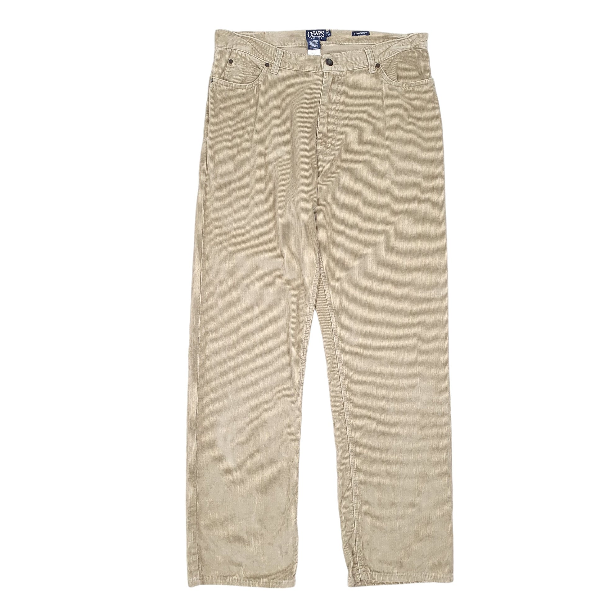 Mens Beige Chaps Cords Corduroy Trousers
