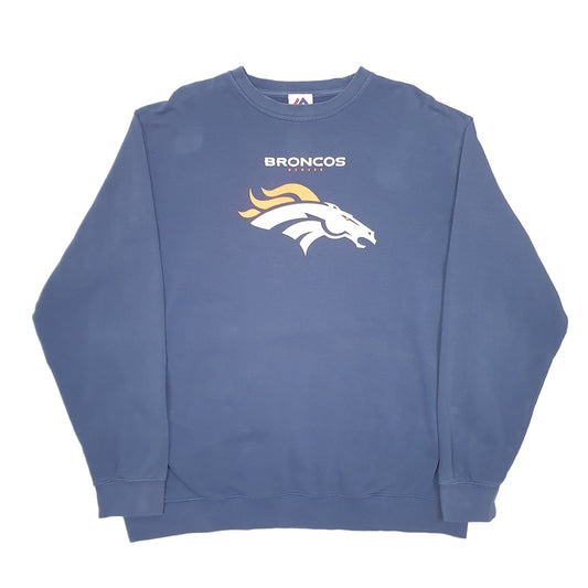 Mens Navy Majestic Denver Broncos American Football Crewneck Jumper