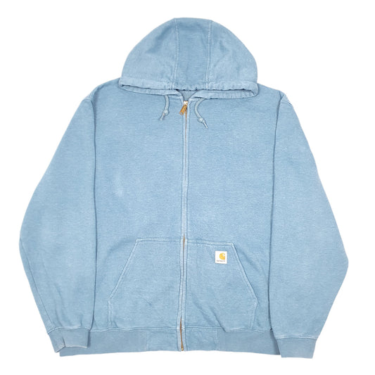 Mens Blue Carhartt Hoodie Workwear Full Zip Jumper