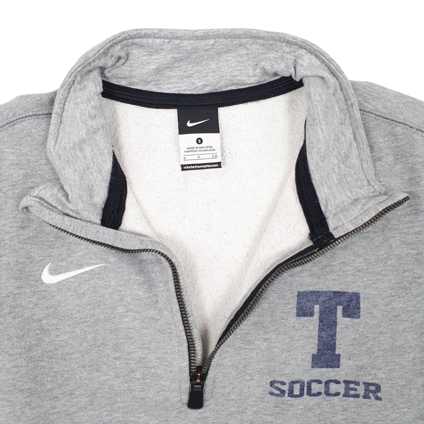 Mens Grey Nike T Soccer Quarter Zip Jumper