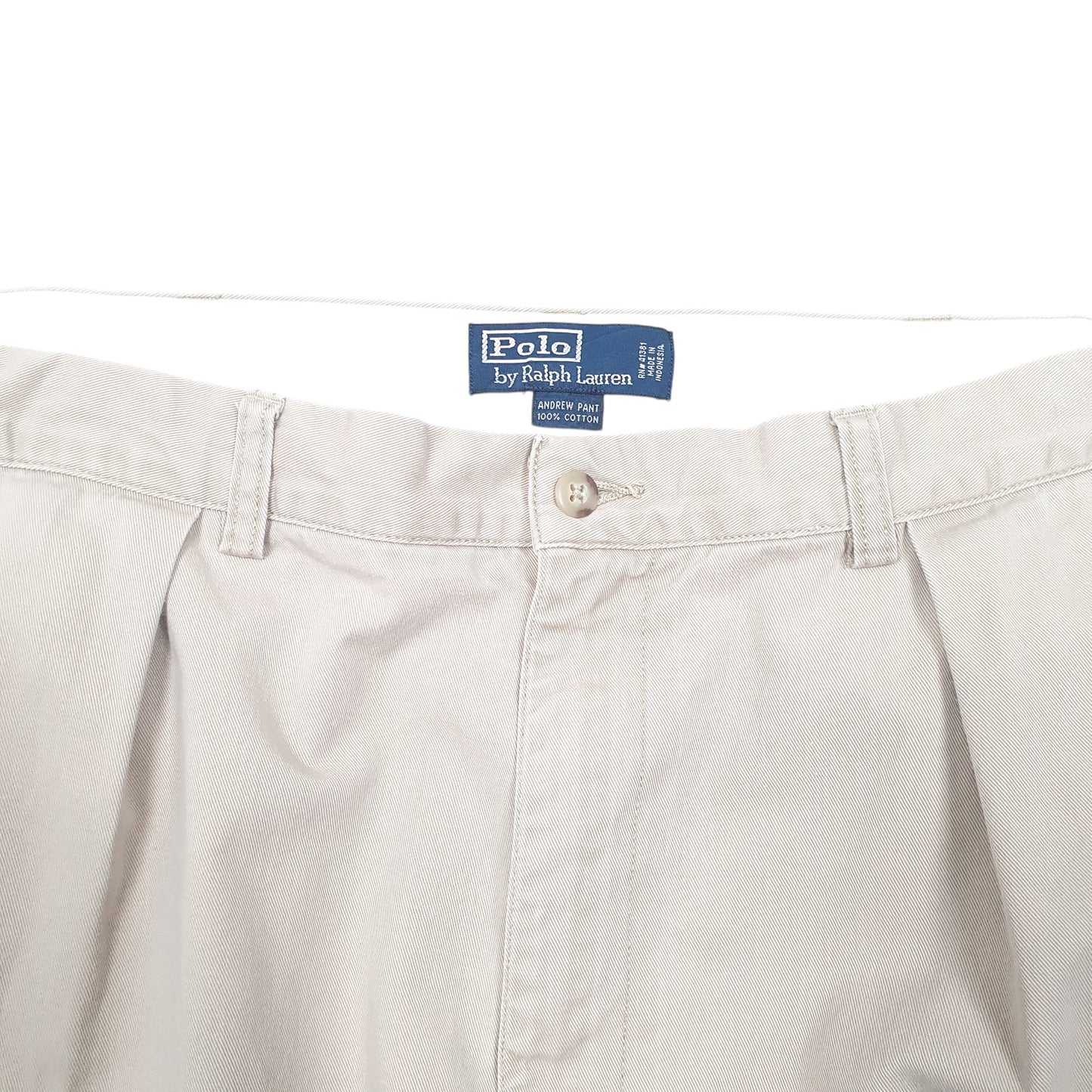 Mens Beige Polo Ralph Lauren Vintage Double Pleated Andrew Pant Chino Trousers