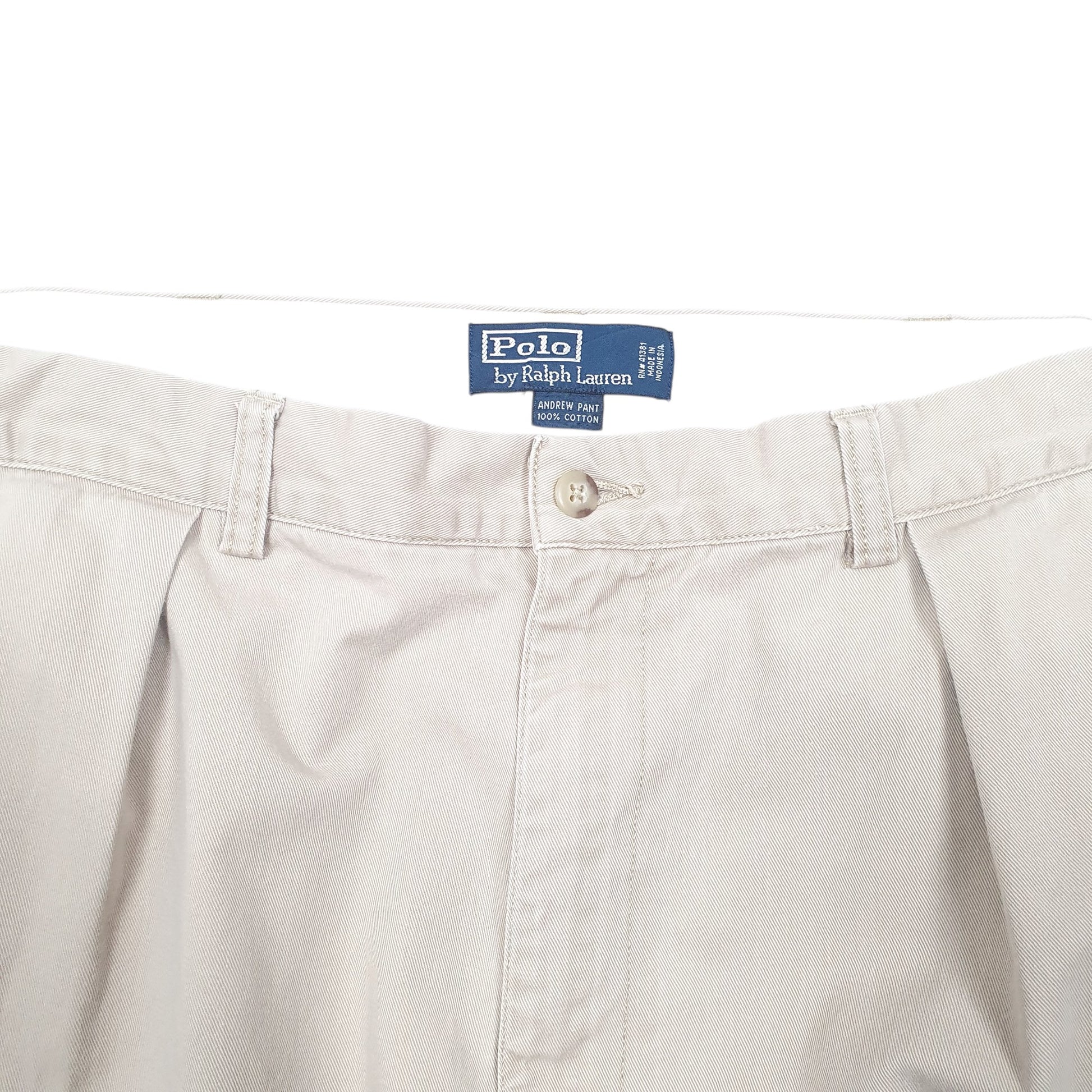 Mens Beige Polo Ralph Lauren Vintage Double Pleated Andrew Pant Chino Trousers