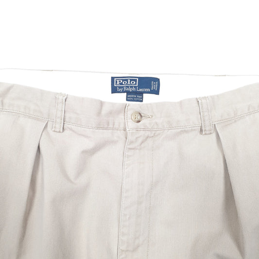 Mens Beige Polo Ralph Lauren Vintage Double Pleated Andrew Pant Chino Trousers