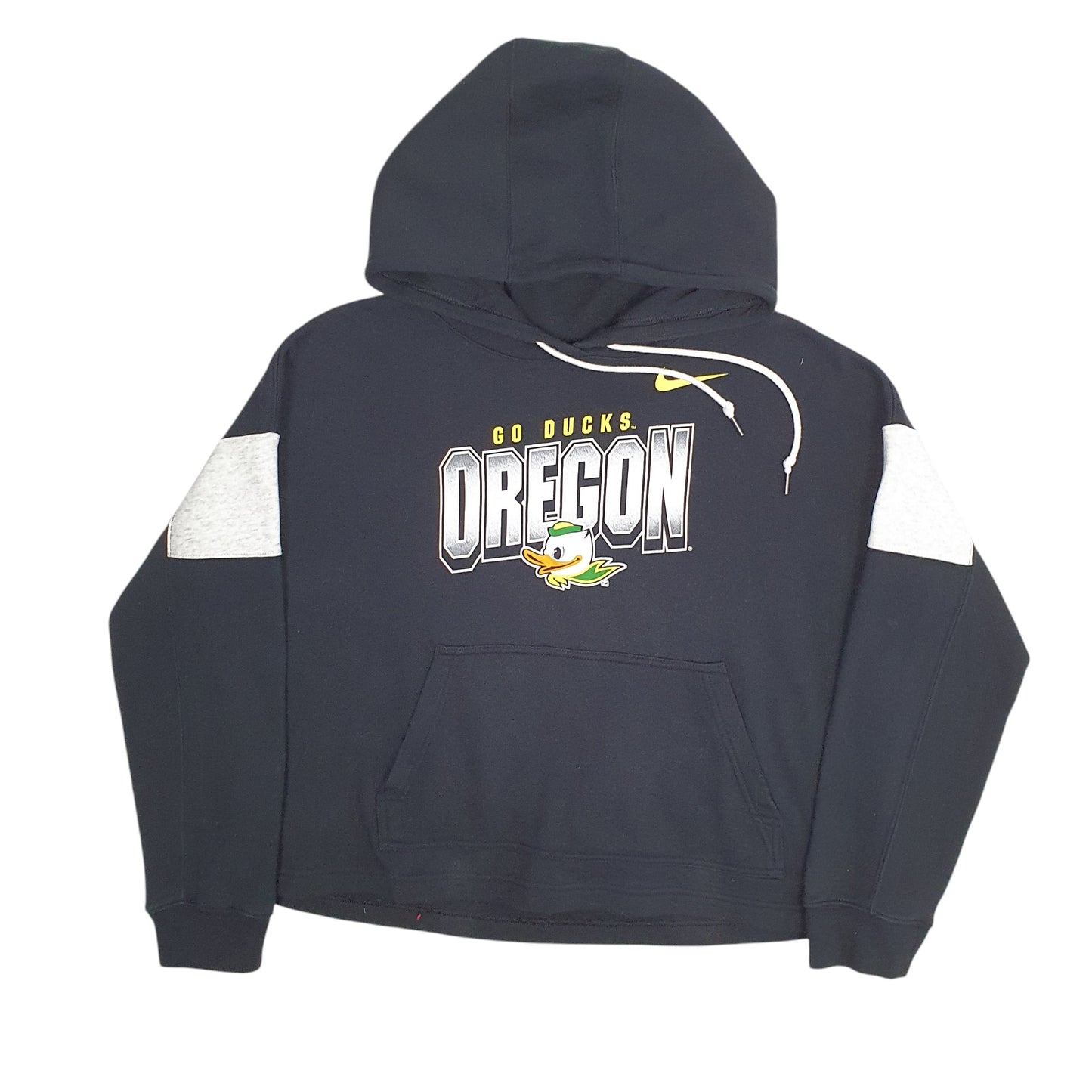Womens Black Nike Oregon Ducks Baggy Crop Top Hoodie Jumper
