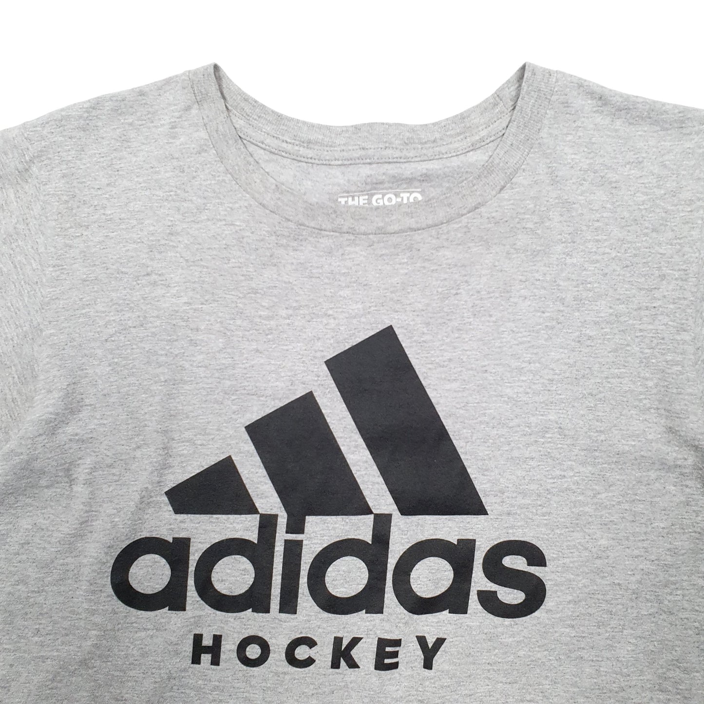 Mens Grey Adidas Hockey Spellout Short Sleeve T Shirt