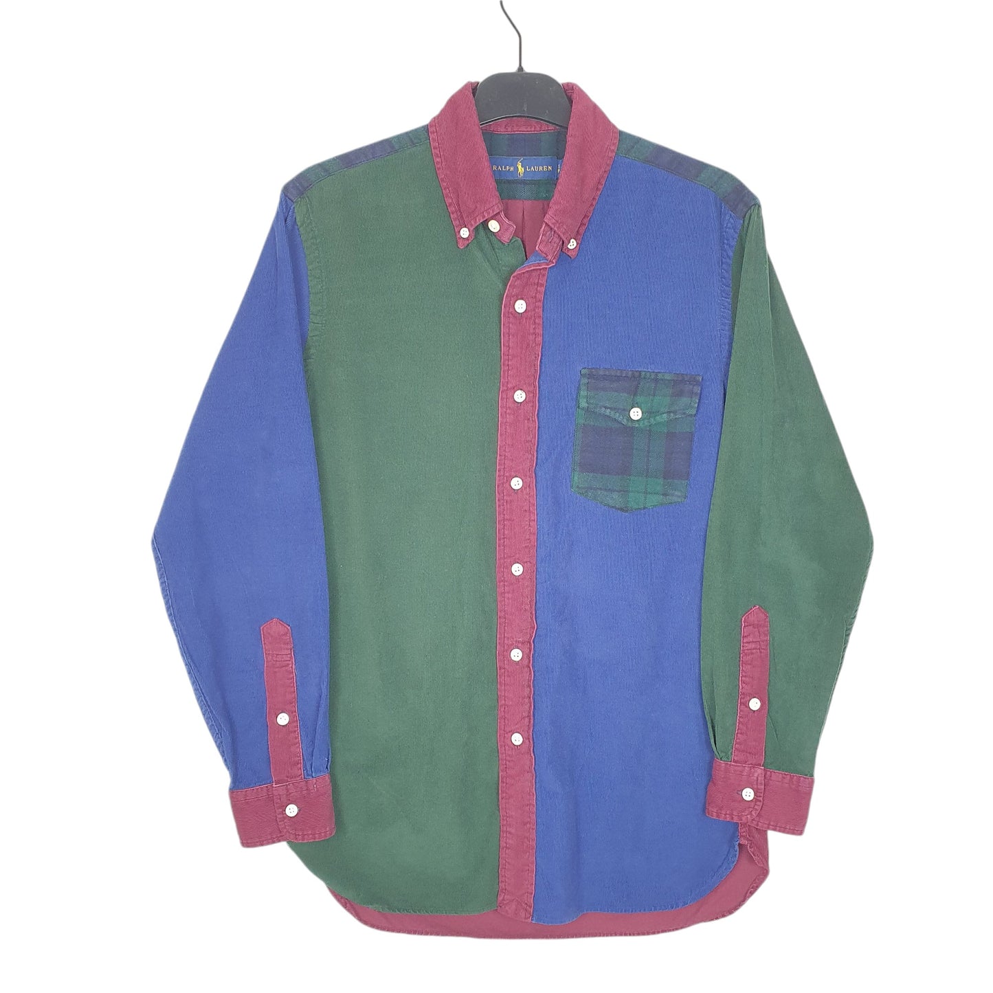 Mens Green Ralph Lauren Corduroy Overshirt Shacket Colour block Long Sleeve Shirt