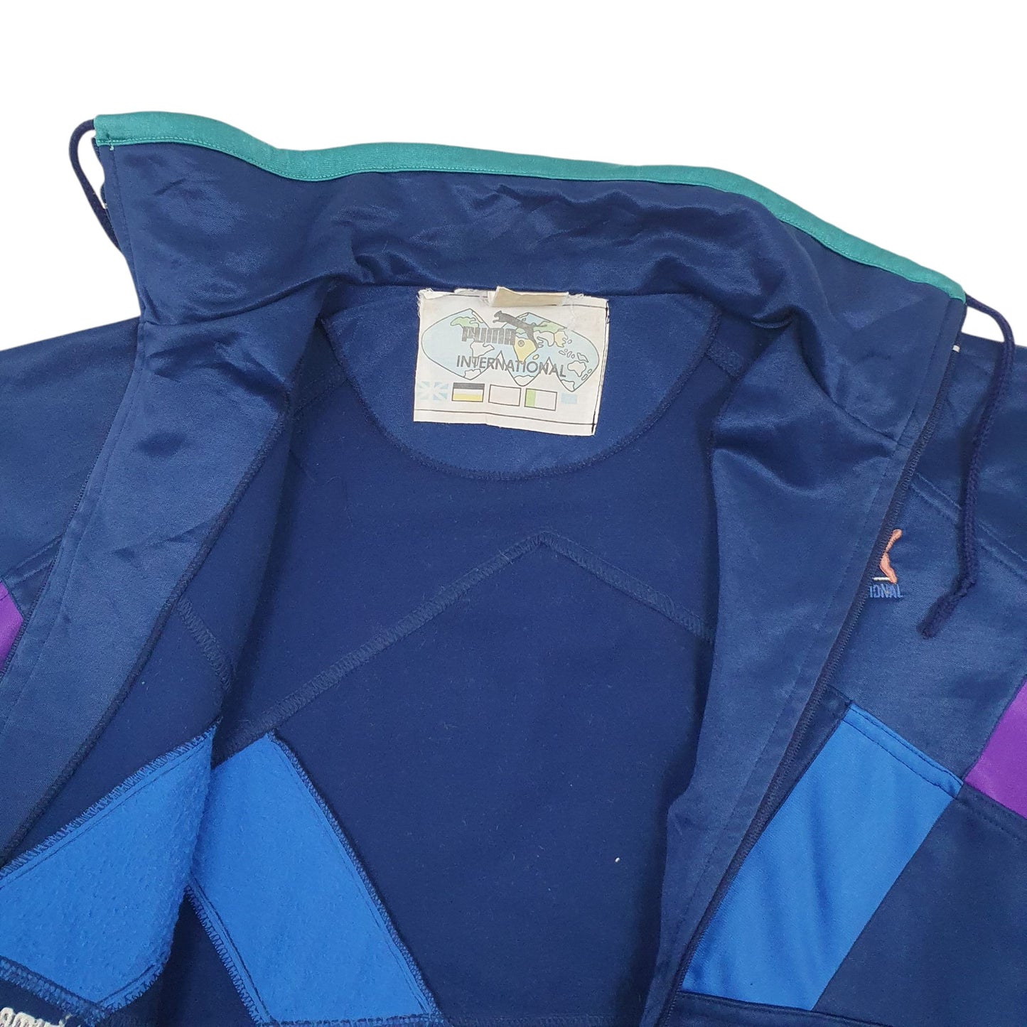 Mens Navy Puma Vintage 80s Full Zip Jumper