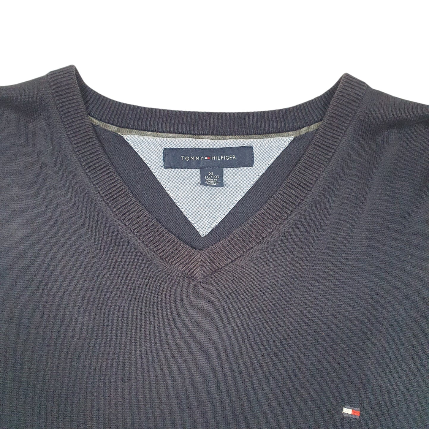Mens Navy Tommy Hilfiger Knit V Neck Jumper
