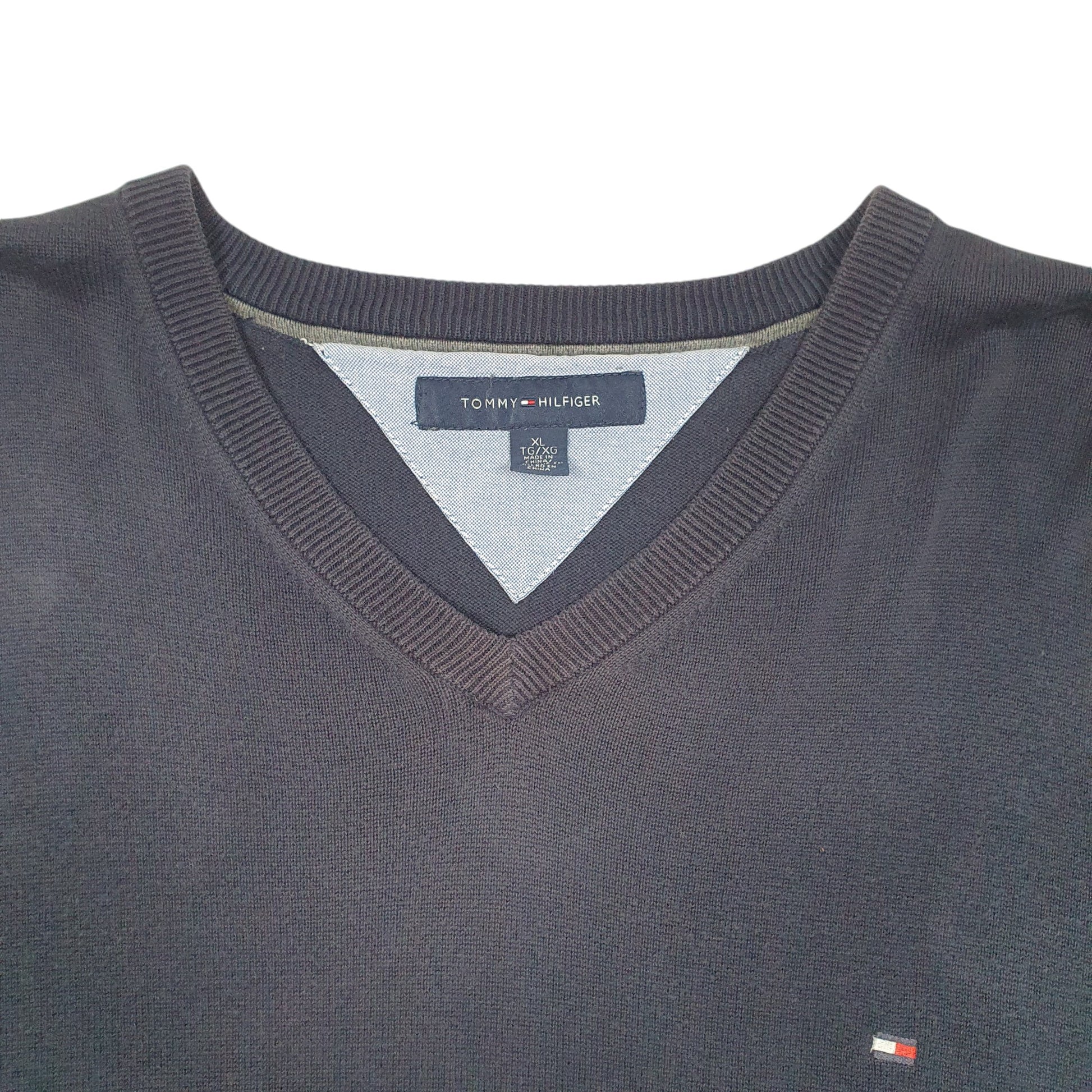 Mens Navy Tommy Hilfiger Knit V Neck Jumper