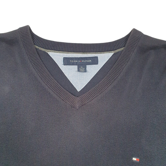 Mens Navy Tommy Hilfiger Knit V Neck Jumper