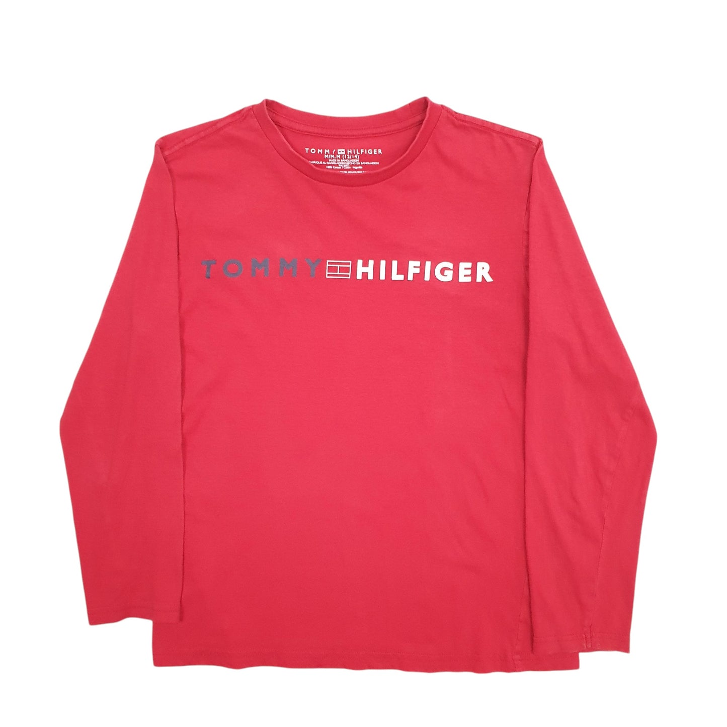 Womens Red Tommy Hilfiger Spellout Long Sleeve T Shirt