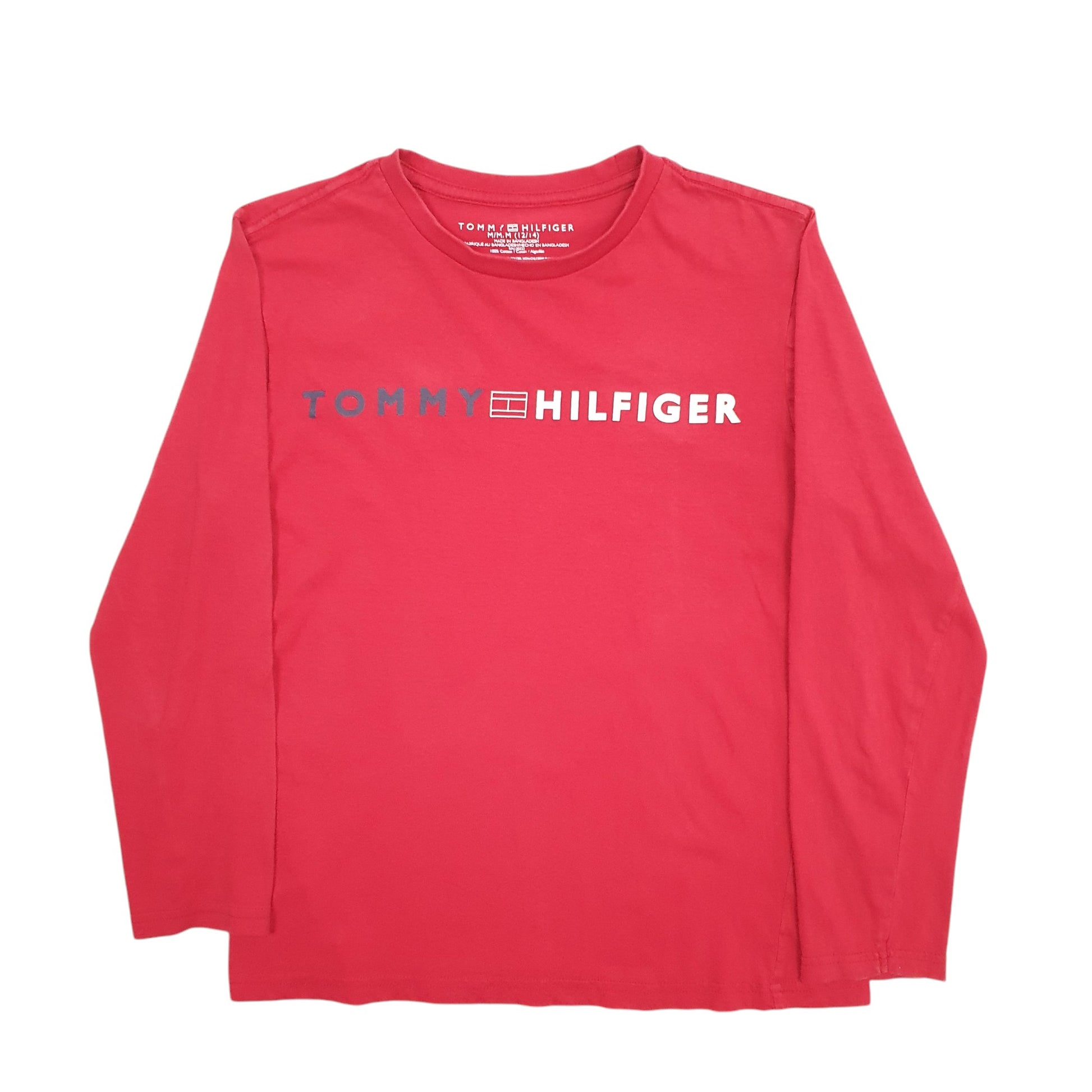 Womens Red Tommy Hilfiger Spellout Long Sleeve T Shirt