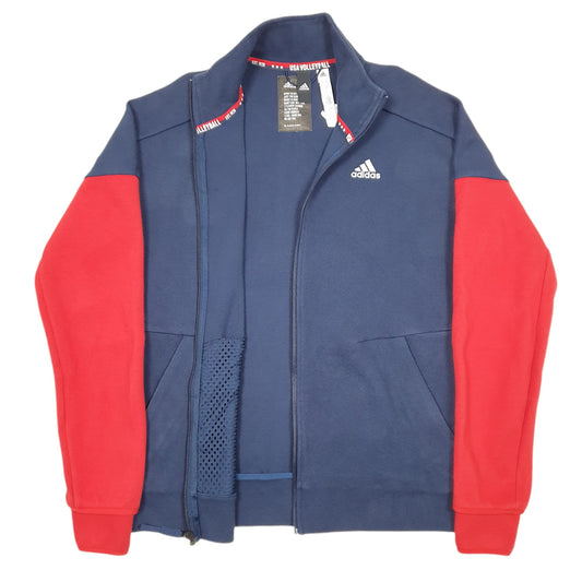 Mens Navy Adidas Track Top Team USA Volleyball Spellout Full Zip Jumper