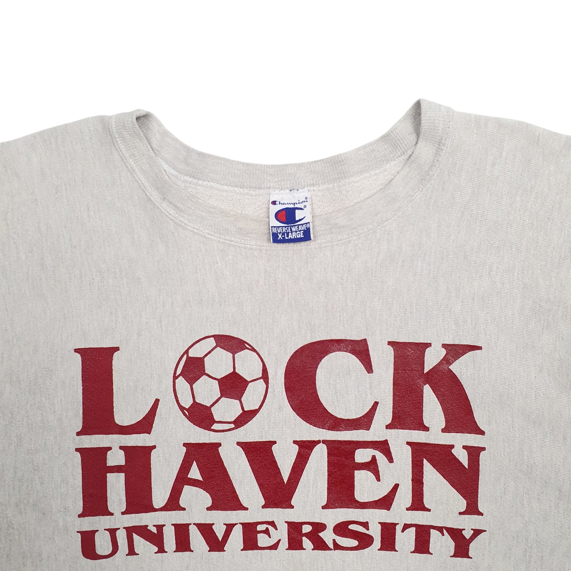 Mens Grey Champion Lock Haven University Football Reverse Weave Vintage 90's Crewneck Jumper