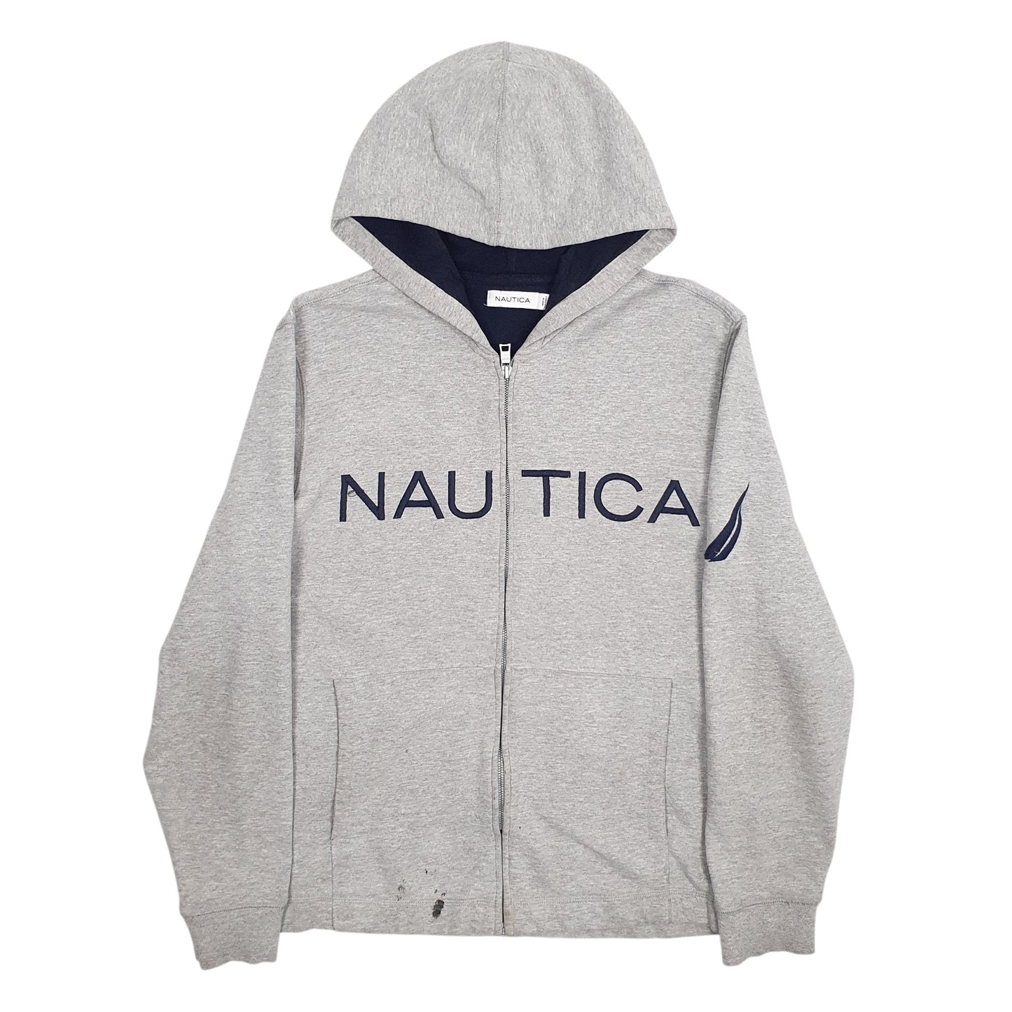 Mens Grey Nautica Spellout Full Zip Jumper